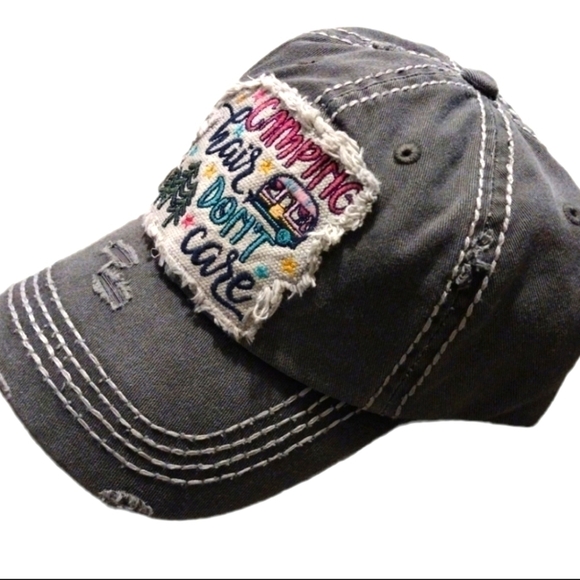Camping Hair Don't Care Distressed Cap NWT - Picture 2 of 2